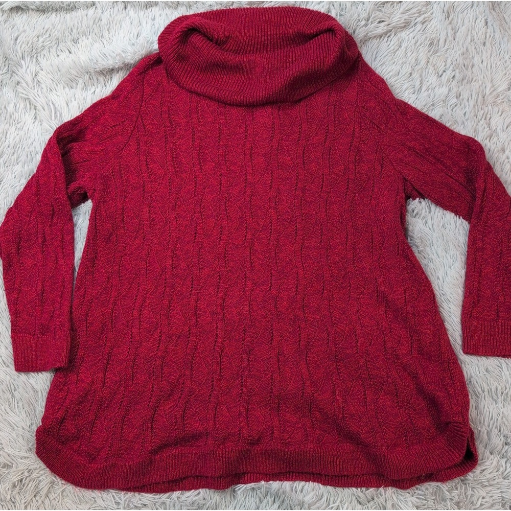 CJ Banks Sweater Womens 3X Red Turtleneck Comfort Casual Preppy